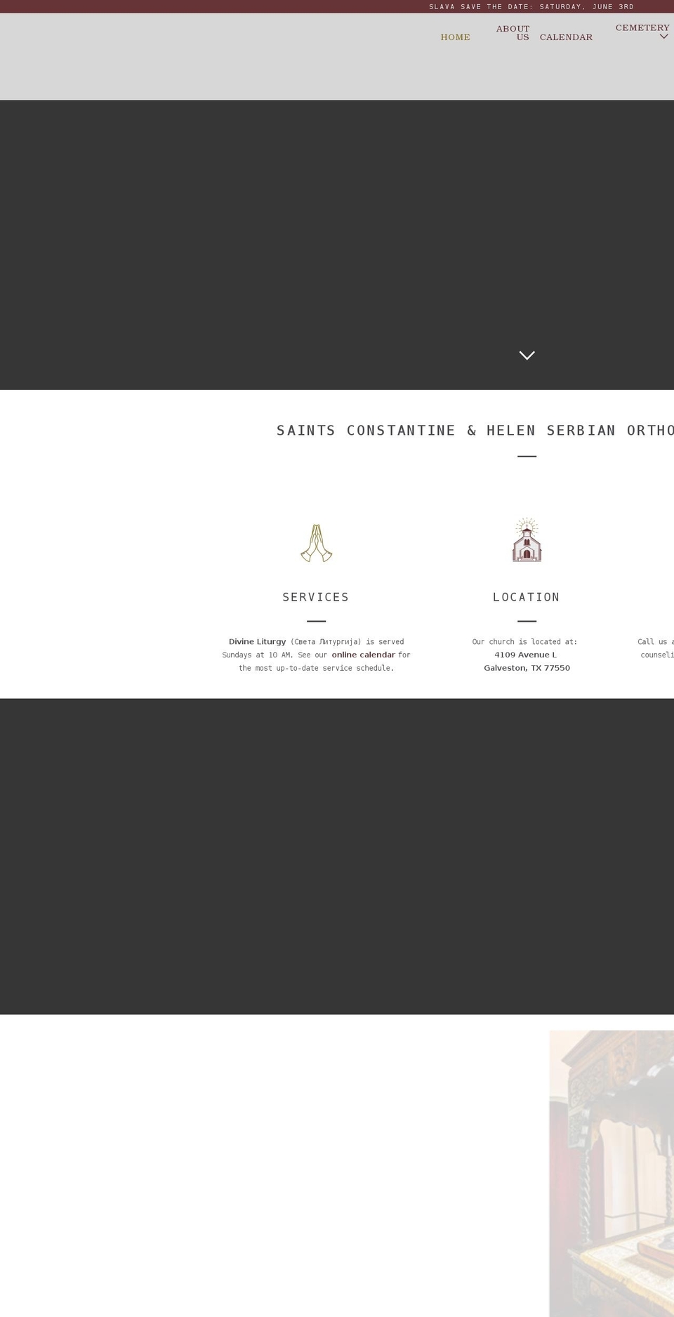 orthodoxgalveston.org shopify website screenshot