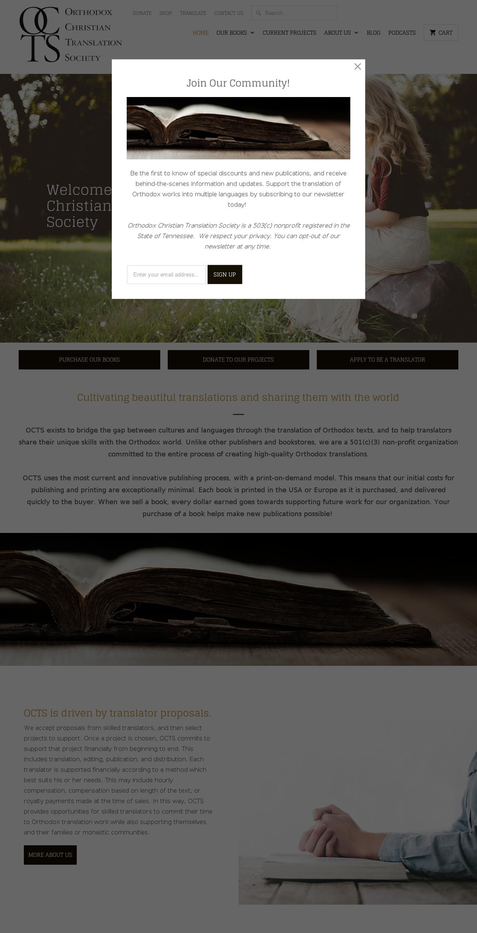 orthodoxtranslations.org shopify website screenshot