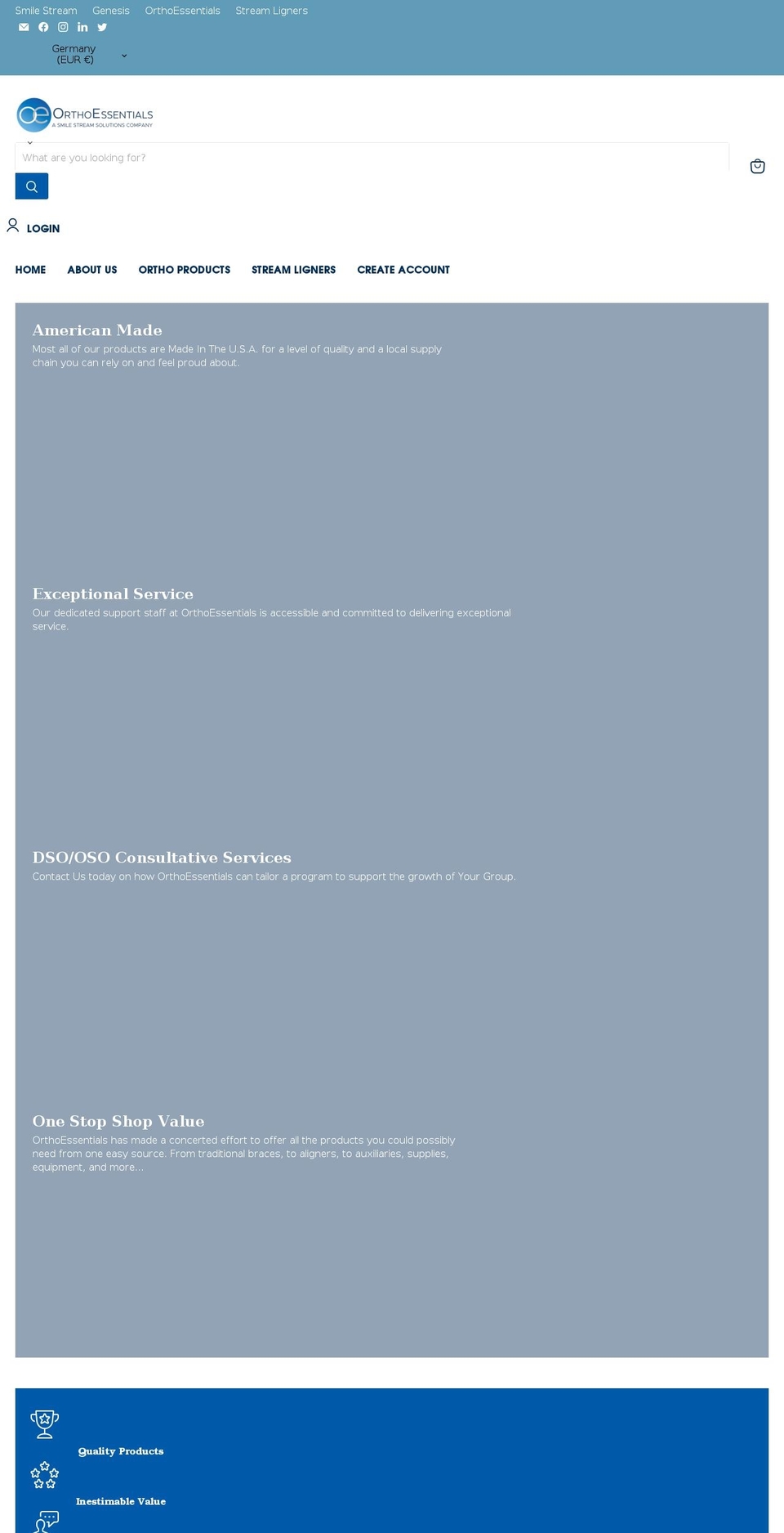 orthoessentials.net shopify website screenshot
