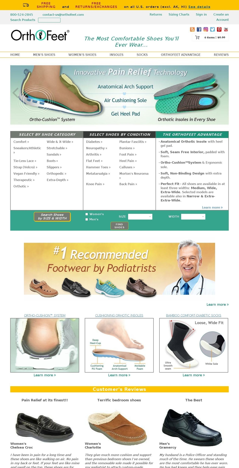 orthofeetshoestore.com shopify website screenshot