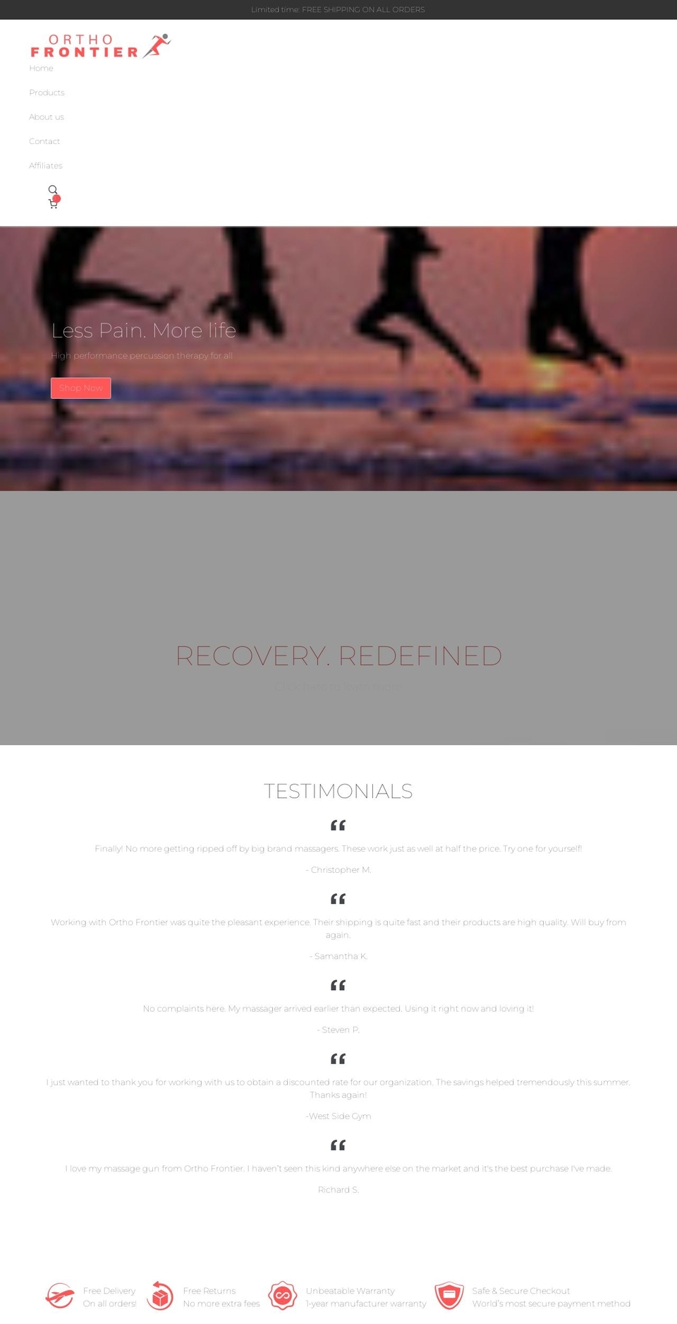 orthofrontier.com shopify website screenshot