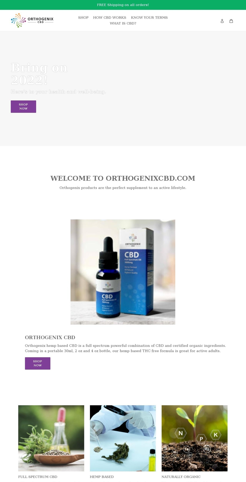 orthogenixcbd.com shopify website screenshot