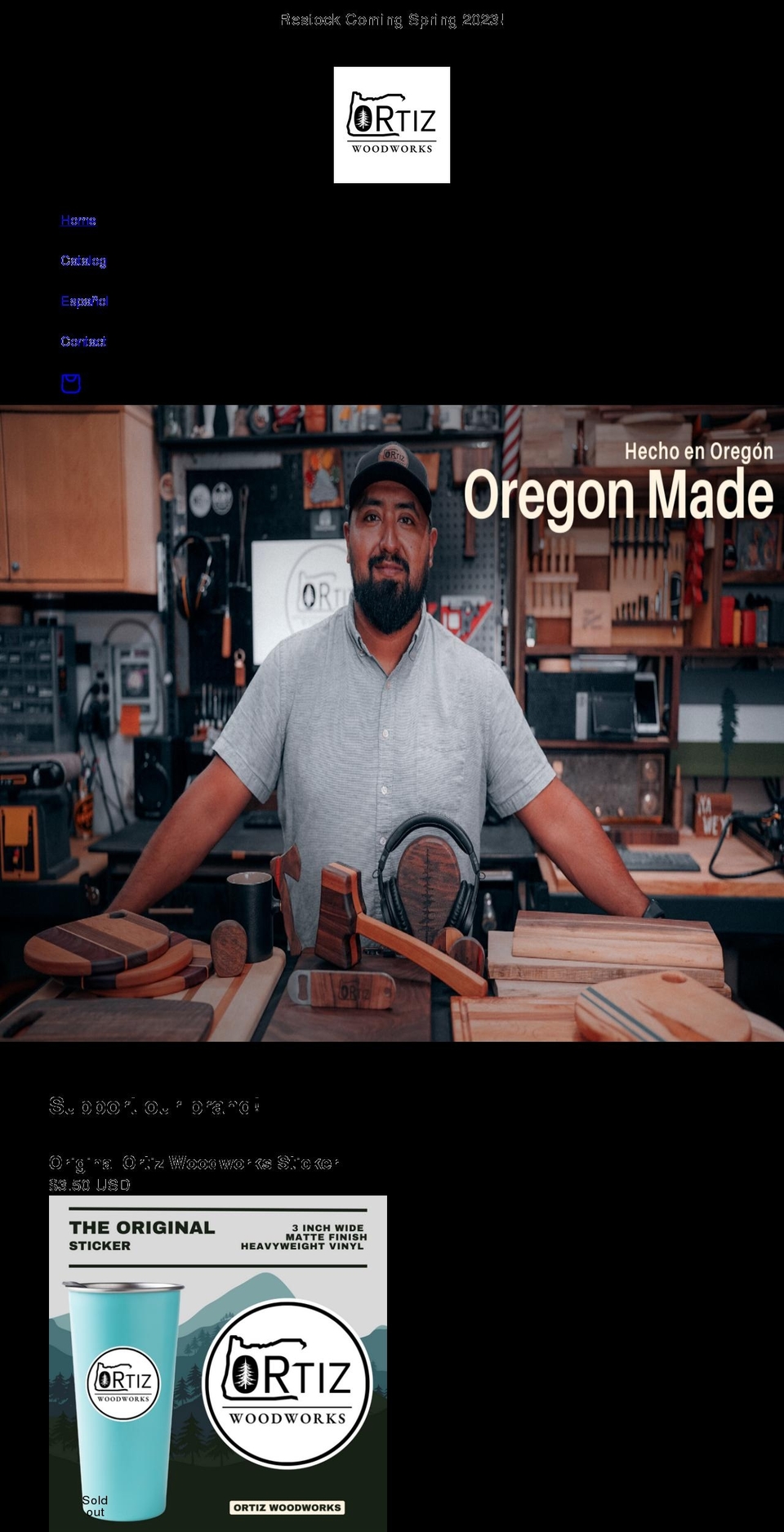 ortizwoodworks.com shopify website screenshot