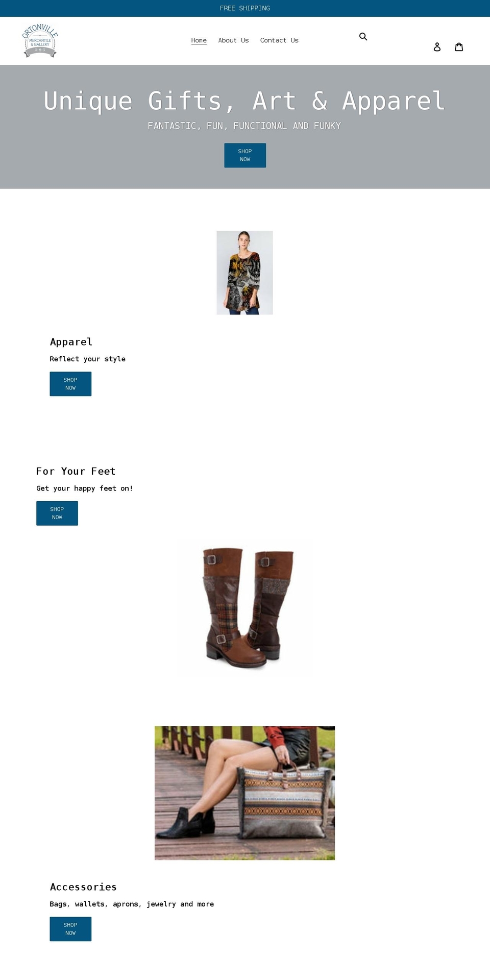 ortonvillemercantile.com shopify website screenshot