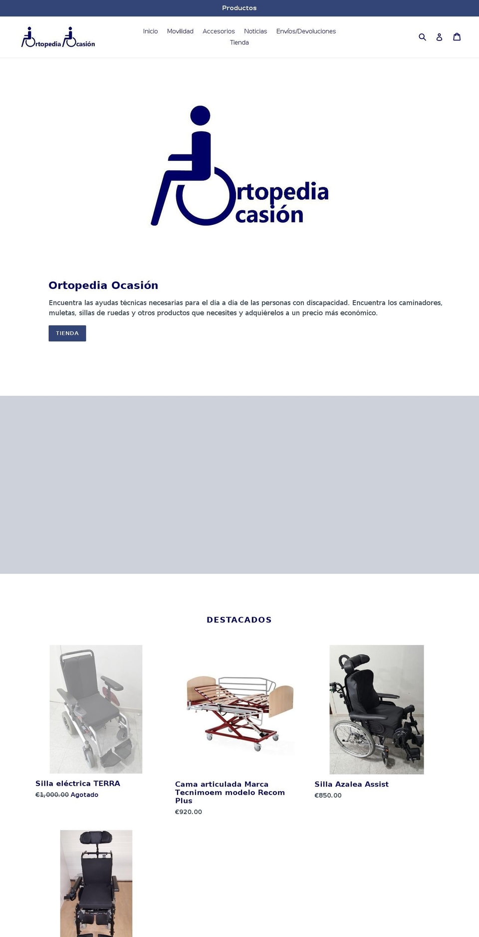 ortopediaocasion.com — Shopify storefront screenshot