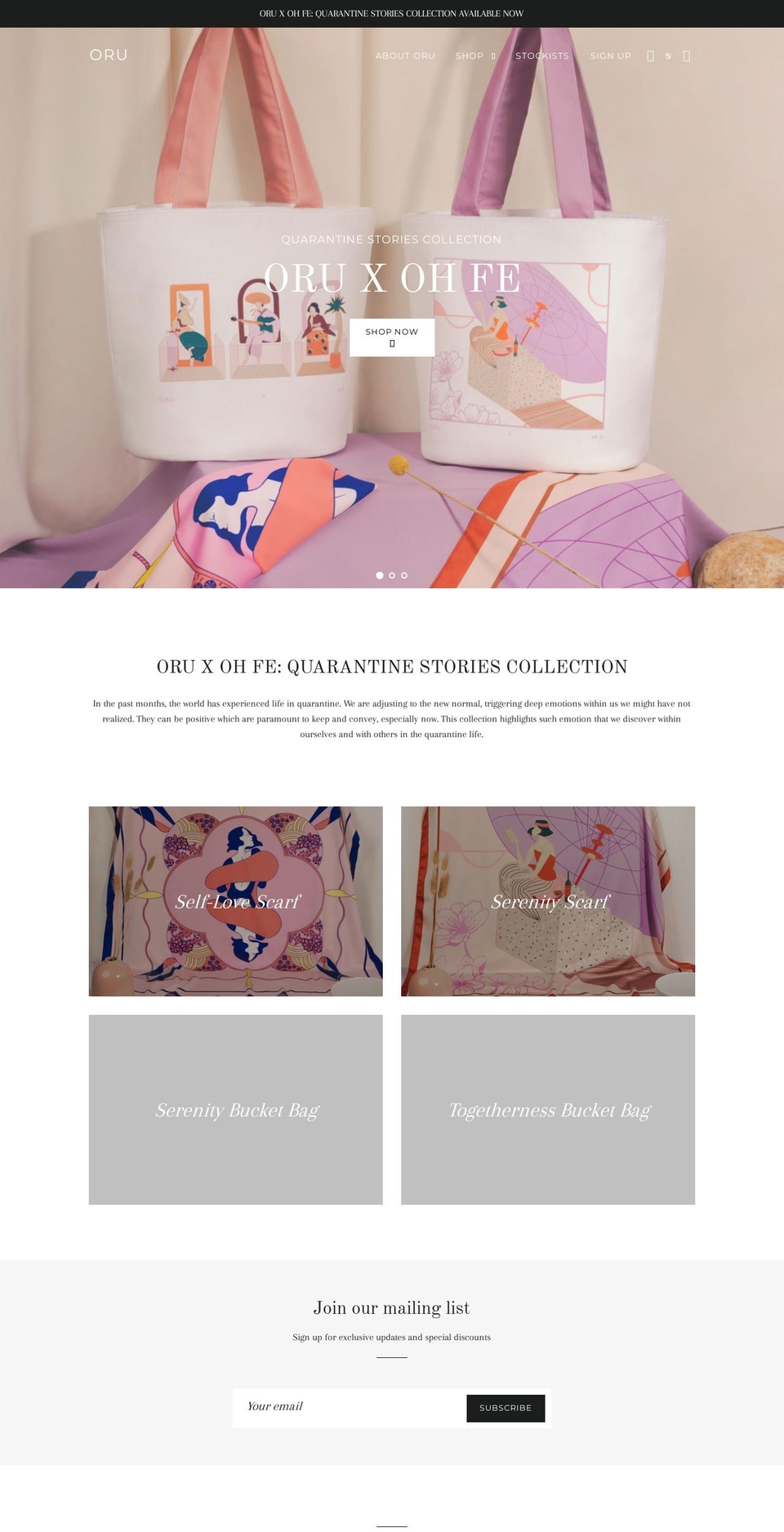 orubags.com — Shopify storefront screenshot