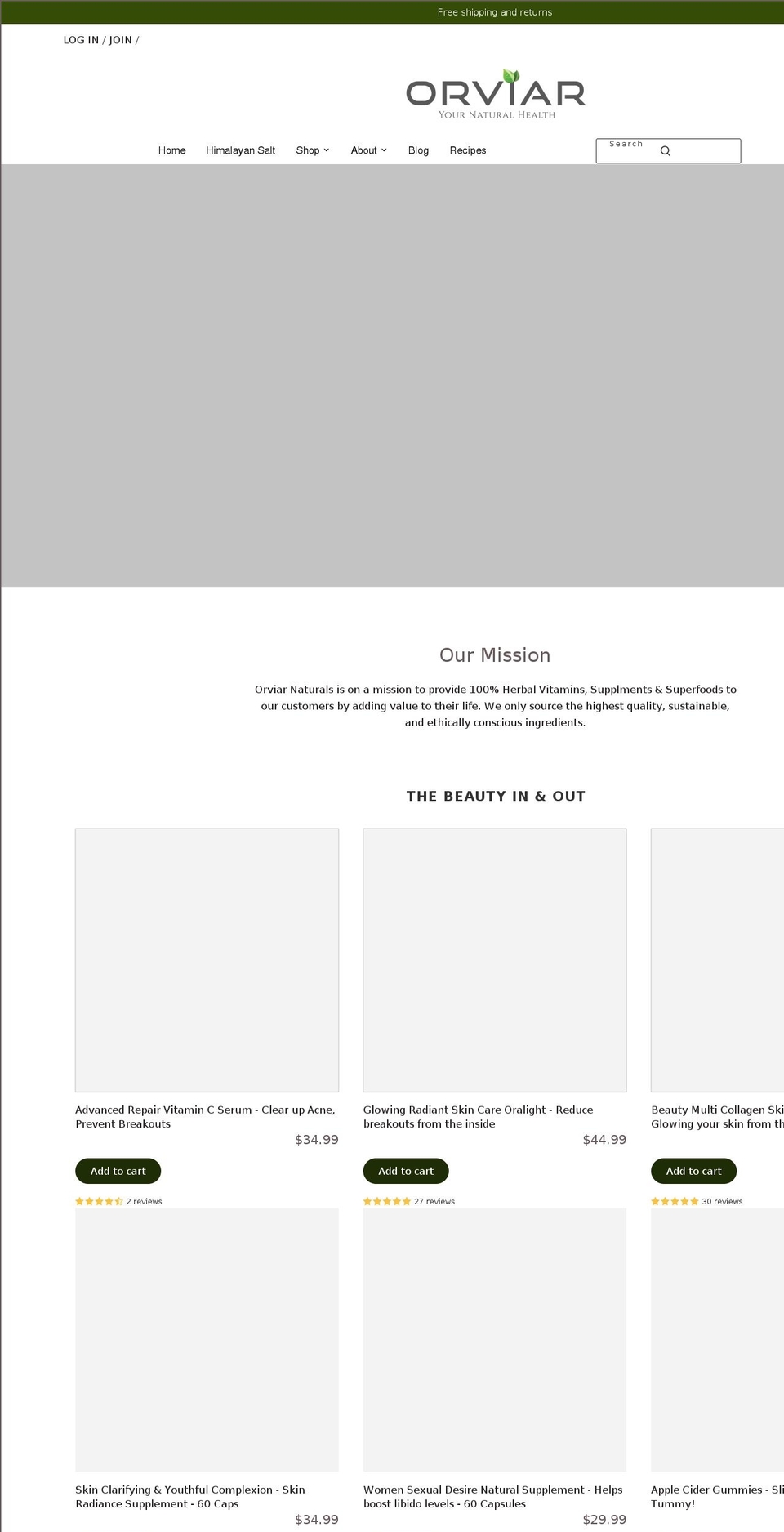 orviar.com shopify website screenshot