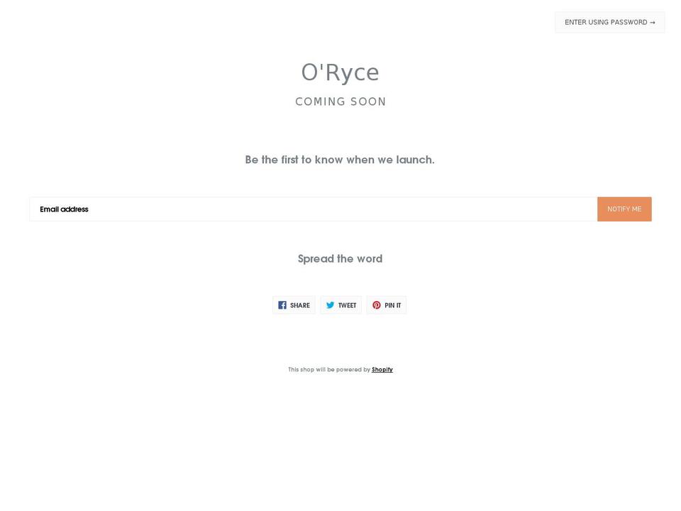 oryce.com — Shopify storefront screenshot