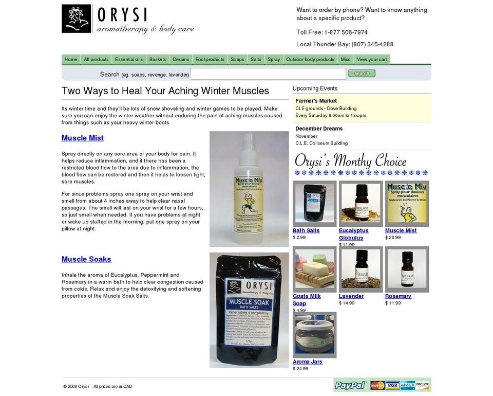 orysi.com shopify website screenshot