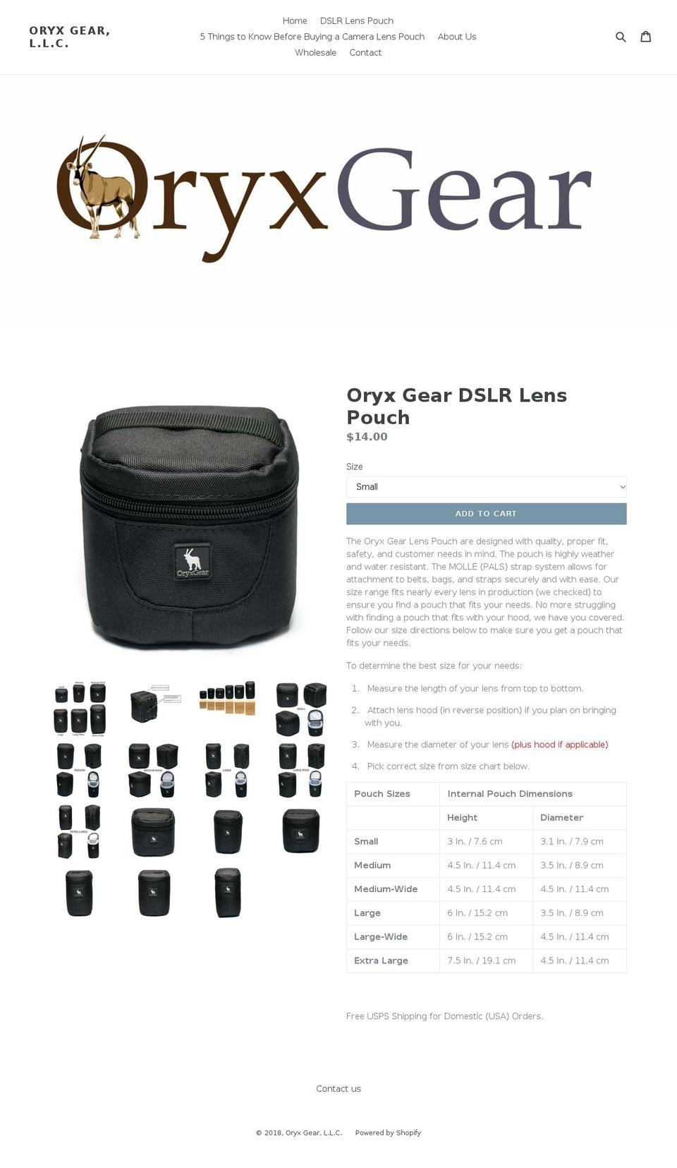 oryxgear.biz shopify website screenshot