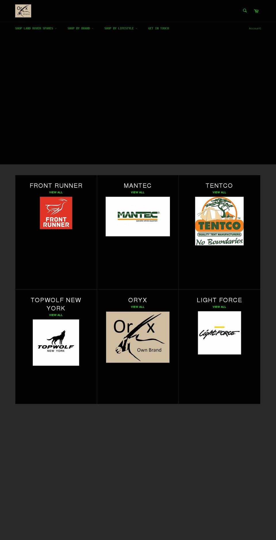 oryxoffroad.com shopify website screenshot