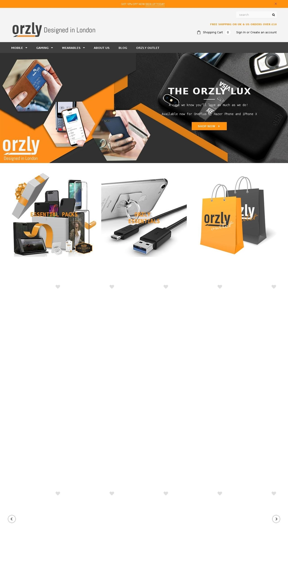orzly.com — Shopify storefront screenshot
