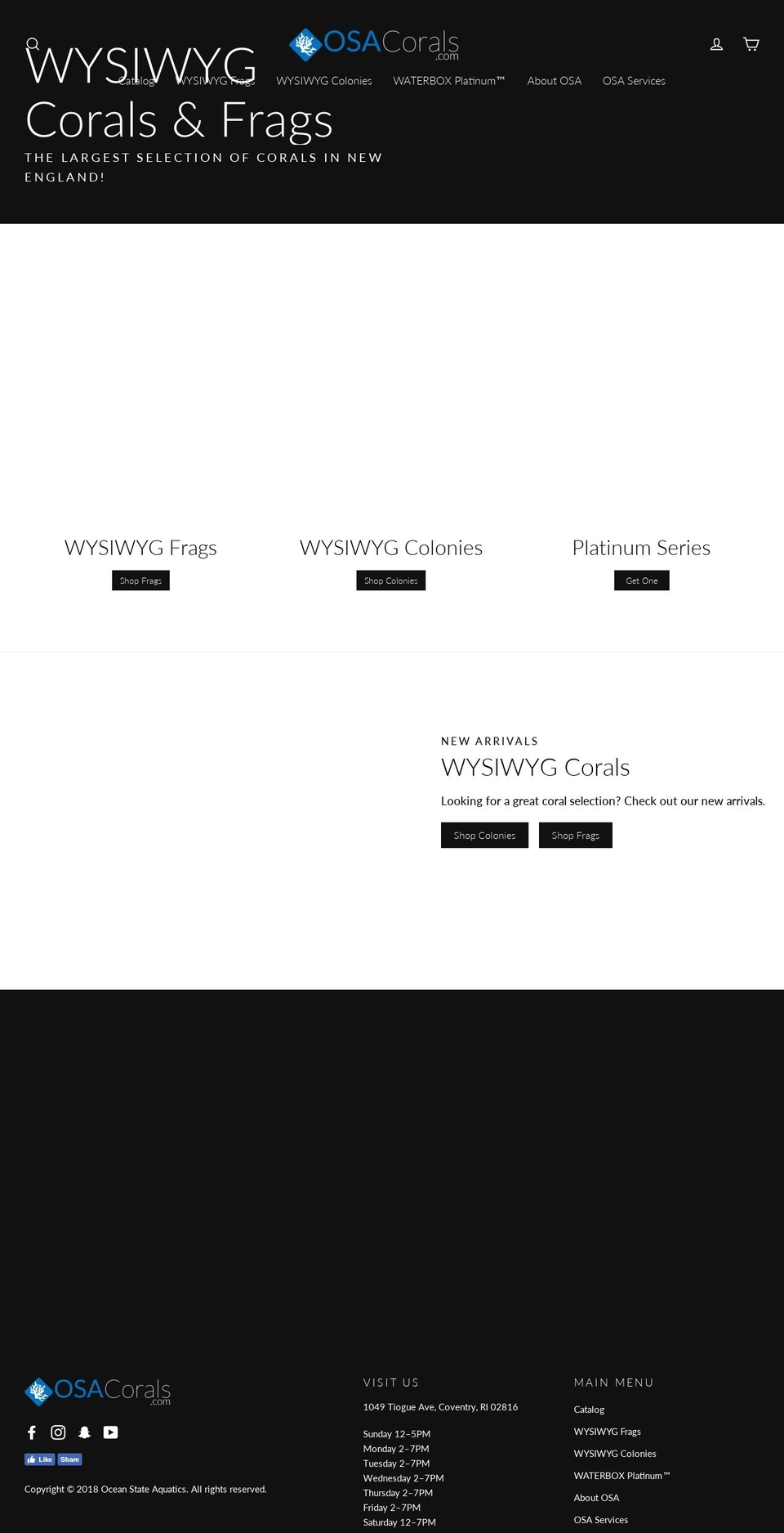 osacorals.com — Shopify storefront screenshot