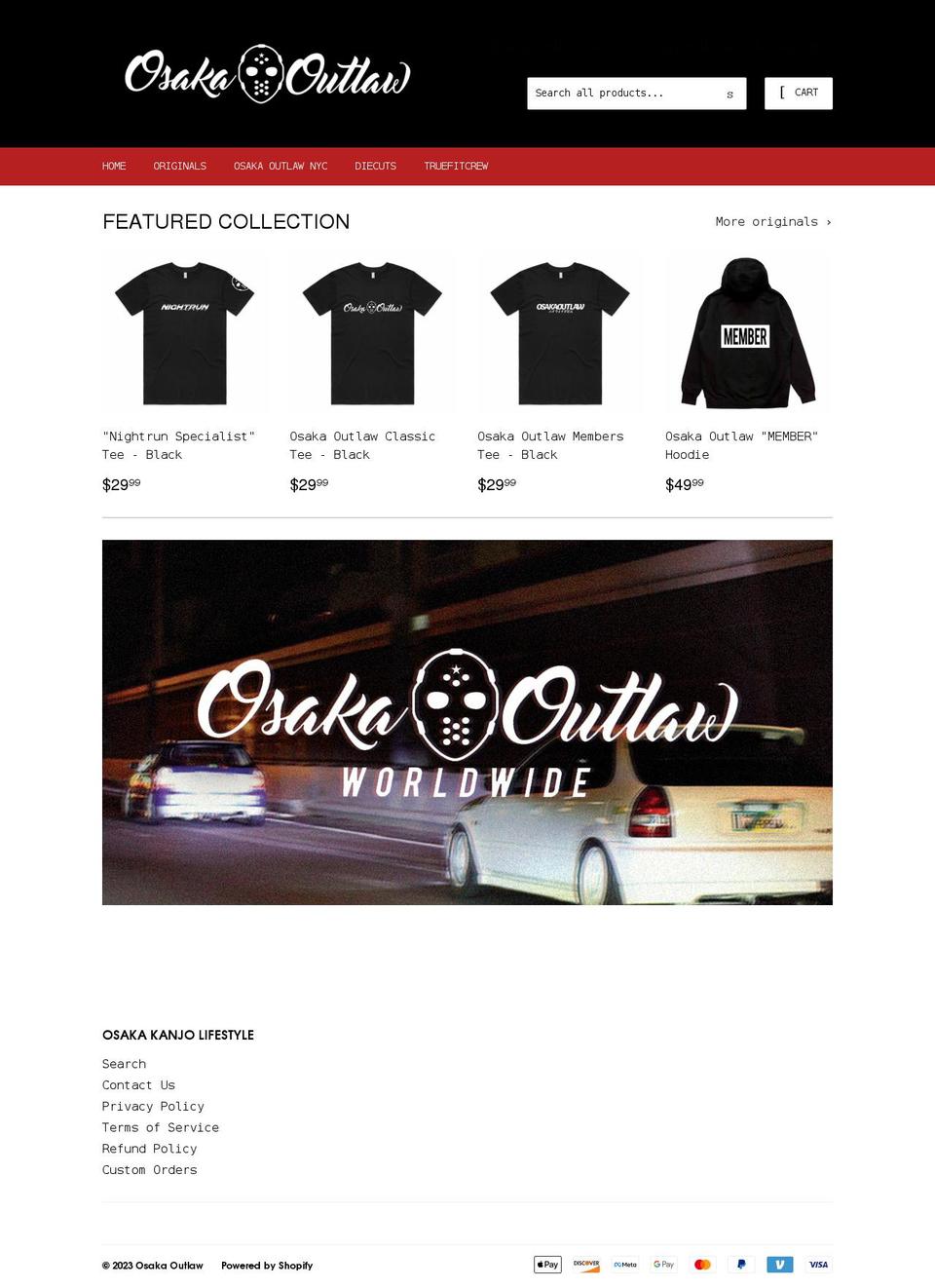 osakaoutlaw.com — Shopify storefront screenshot
