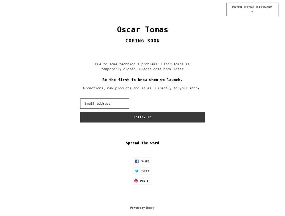 oscar-tomas.myshopify.com shopify website screenshot