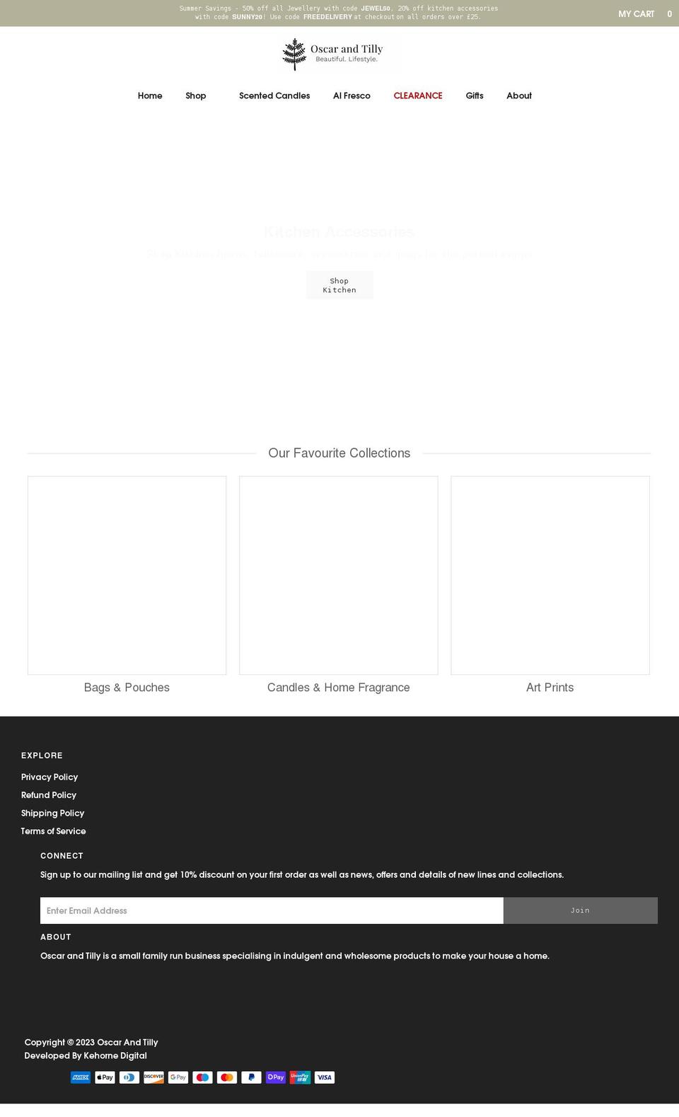 oscarandtilly.co.uk shopify website screenshot