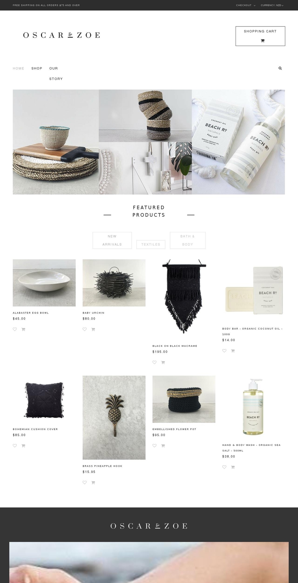 oscarandzoe.com shopify website screenshot
