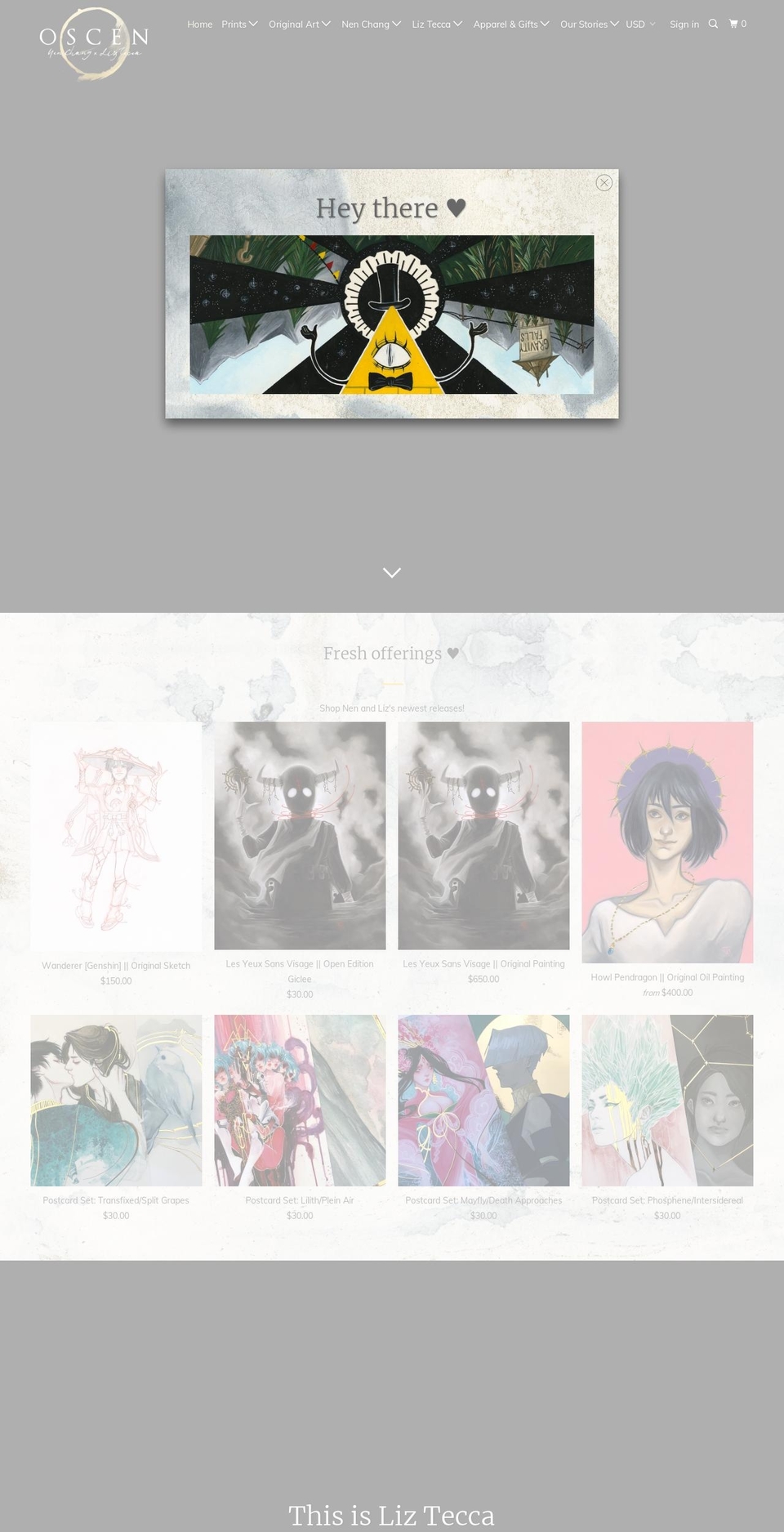 oscen.art shopify website screenshot