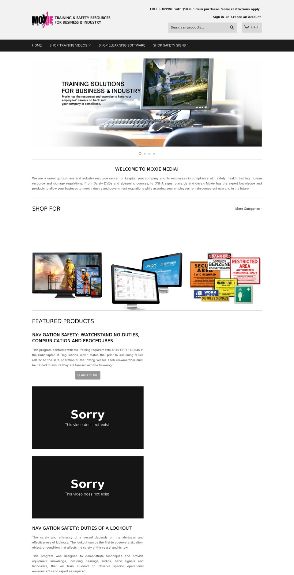 oshaemployeetraining.com shopify website screenshot