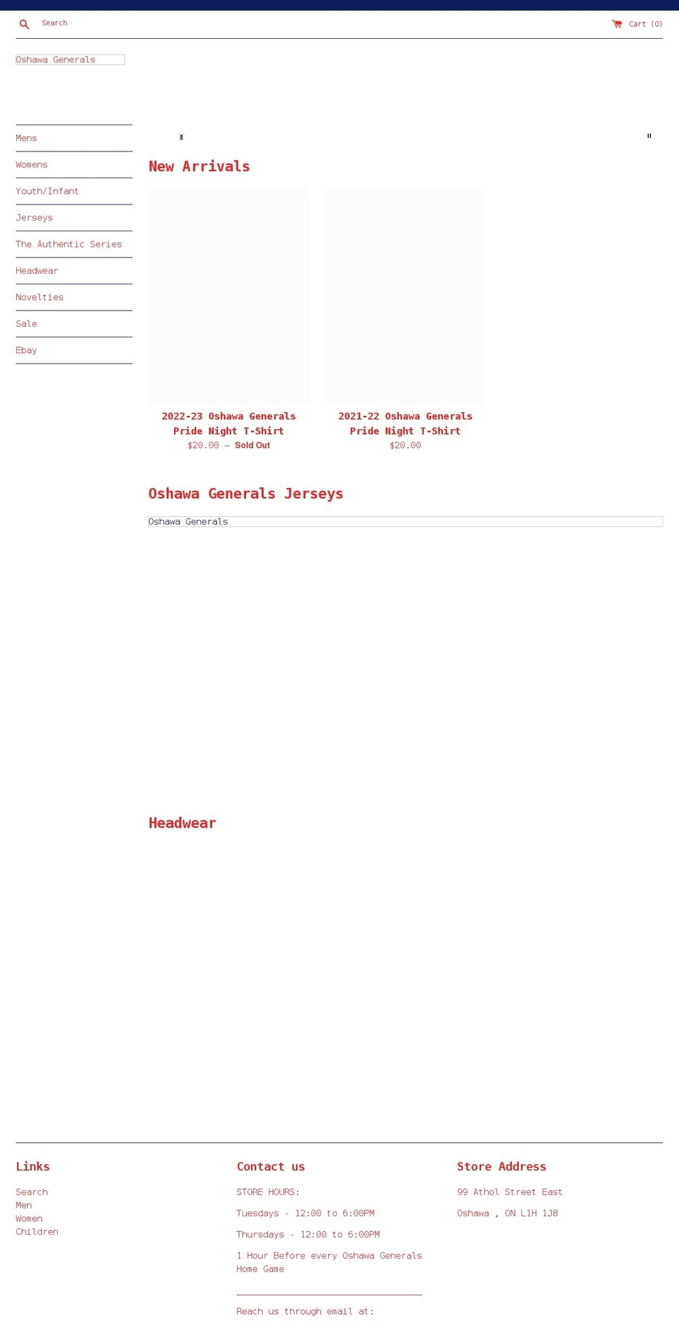 oshawa-generals.myshopify.com shopify website screenshot