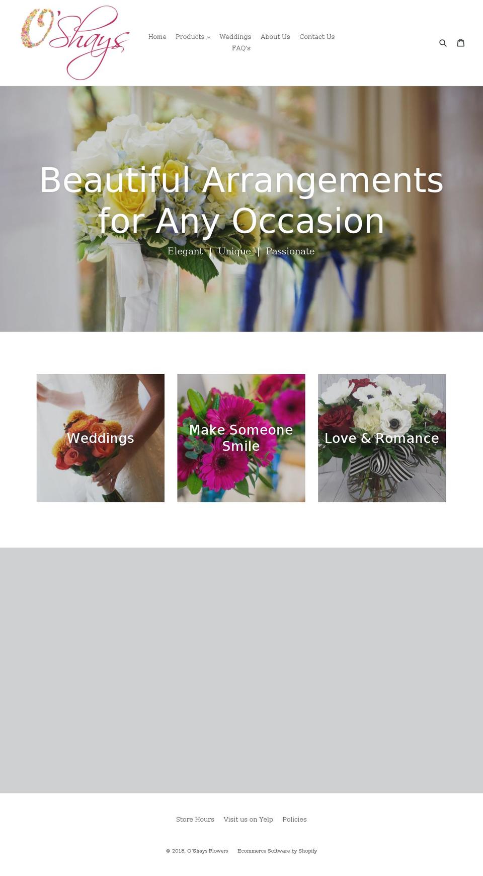 oshaysflowers.com — Shopify storefront screenshot
