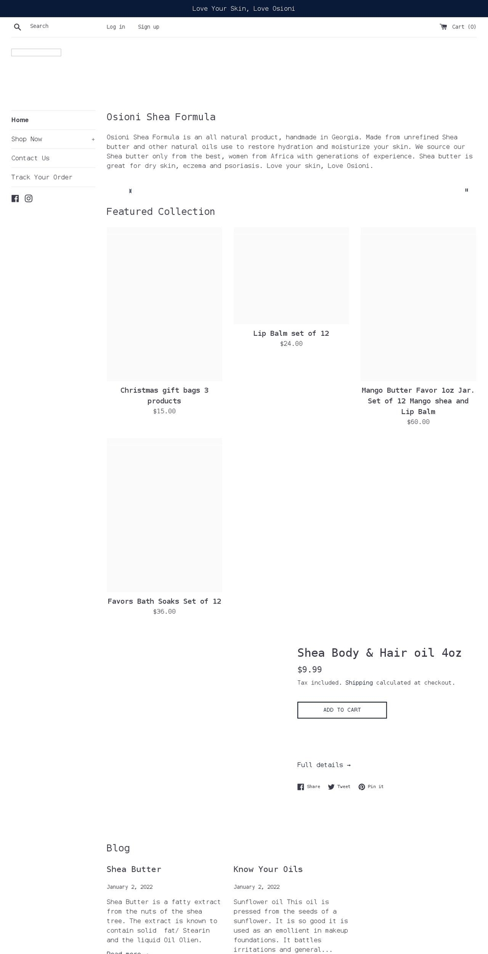 osionisheaformula.com shopify website screenshot