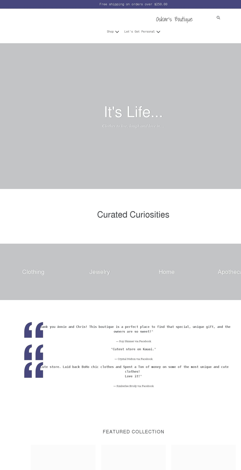 oskarsboutique.com shopify website screenshot
