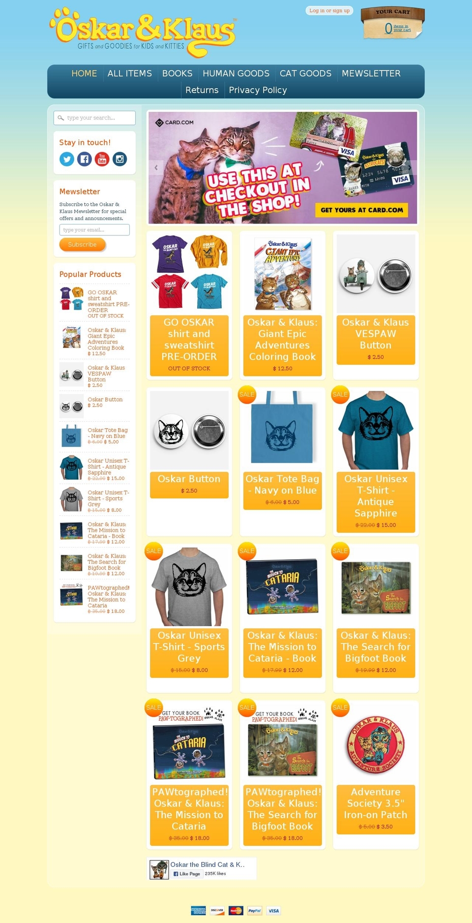 oskarthecat.com shopify website screenshot