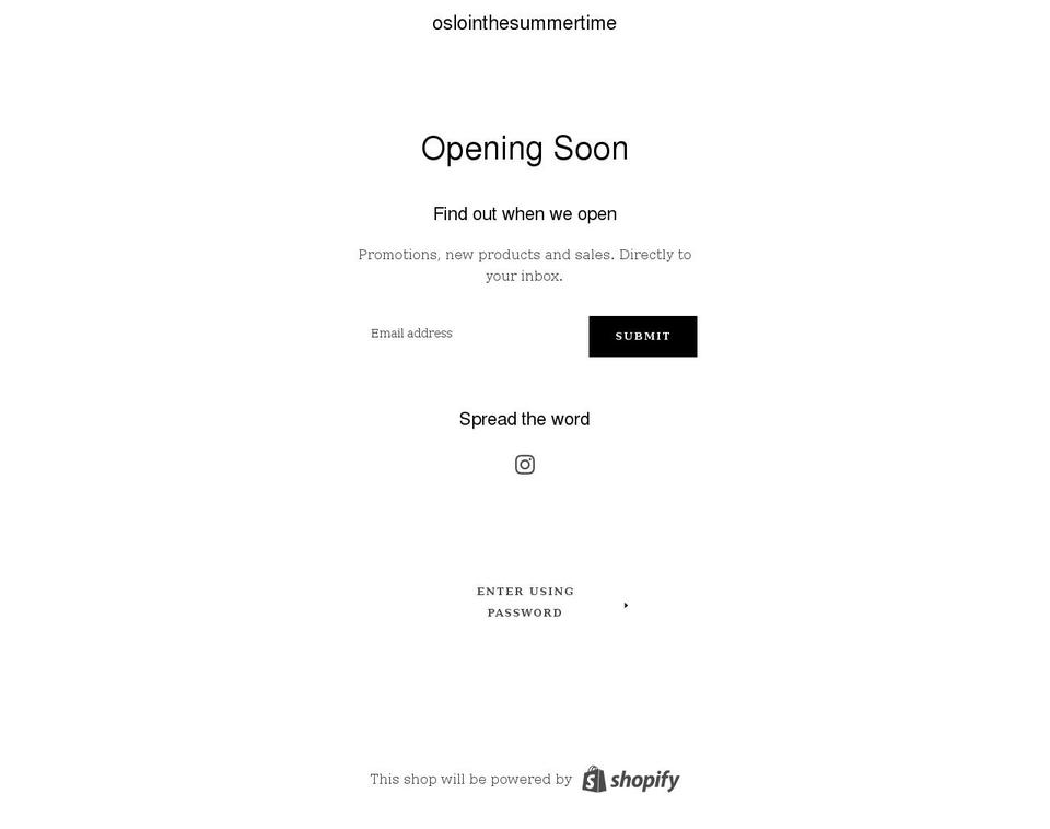 oslointhesummertime.com shopify website screenshot