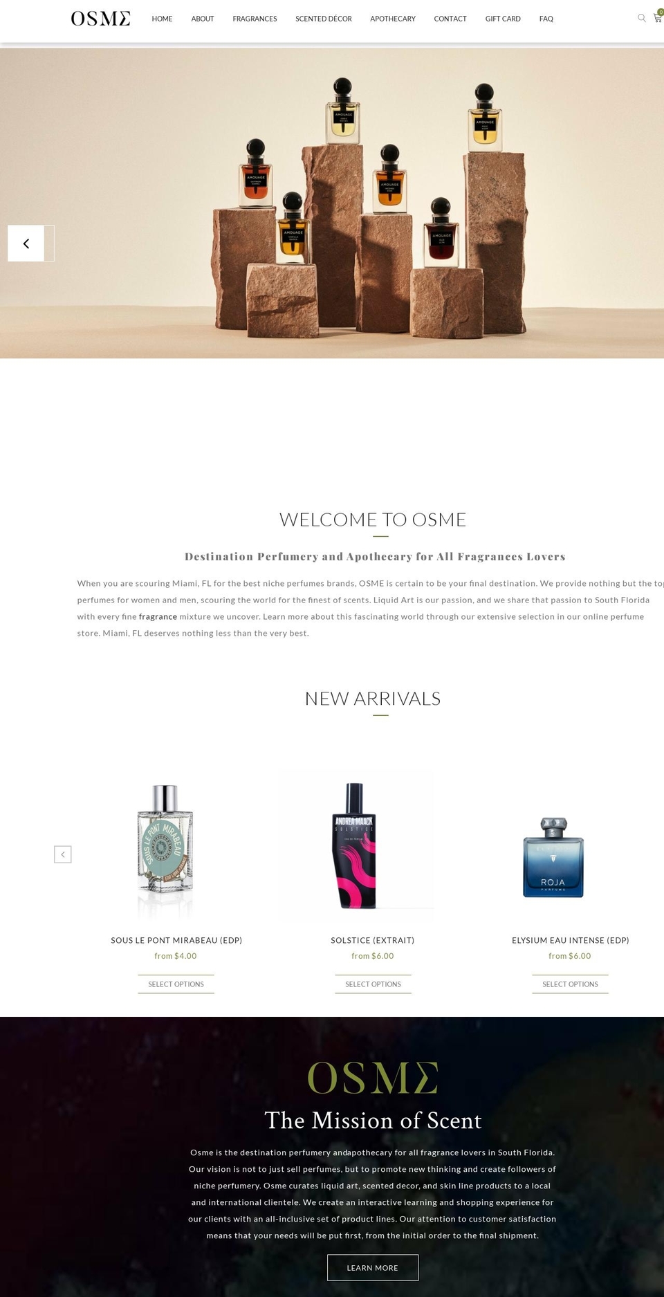 osmeperfumery.myshopify.com shopify website screenshot