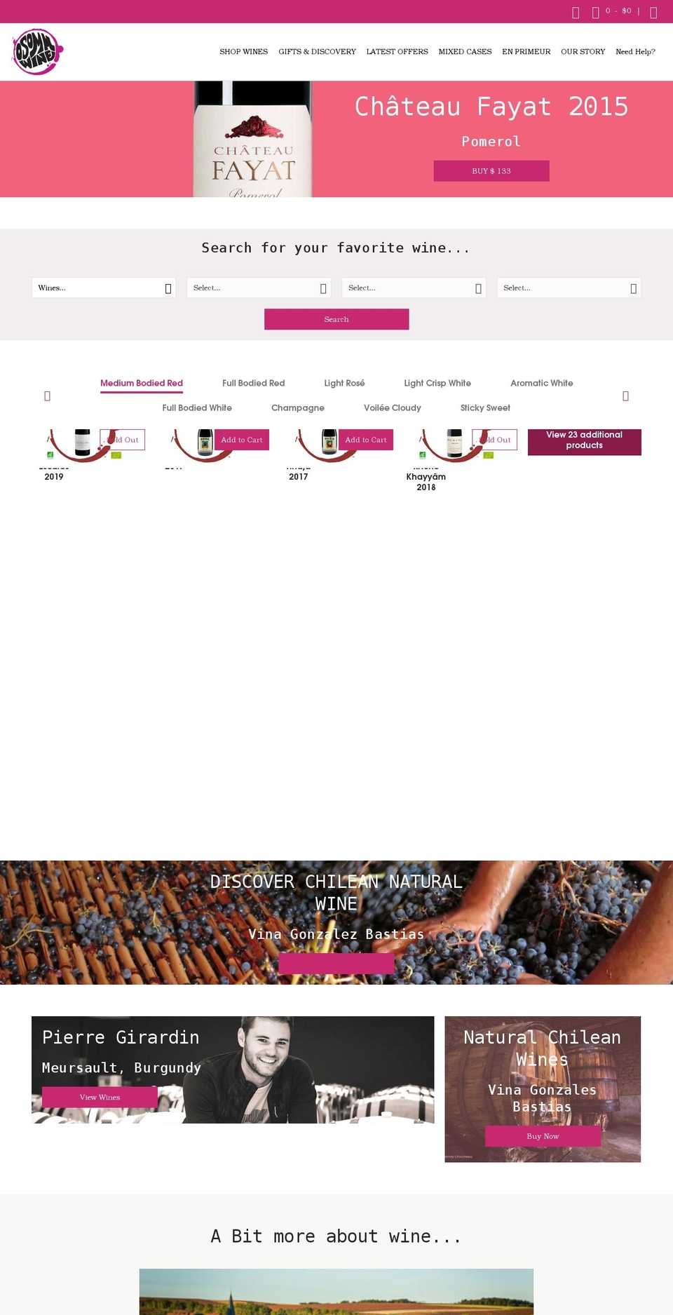 osomm.wine shopify website screenshot