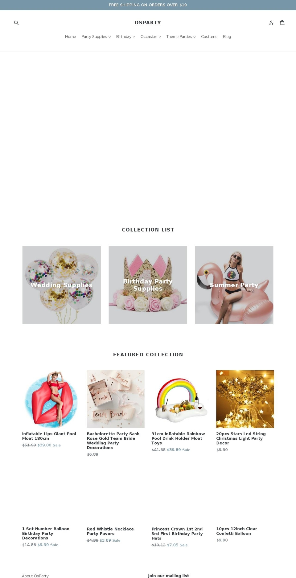 osparty.com — Shopify storefront screenshot