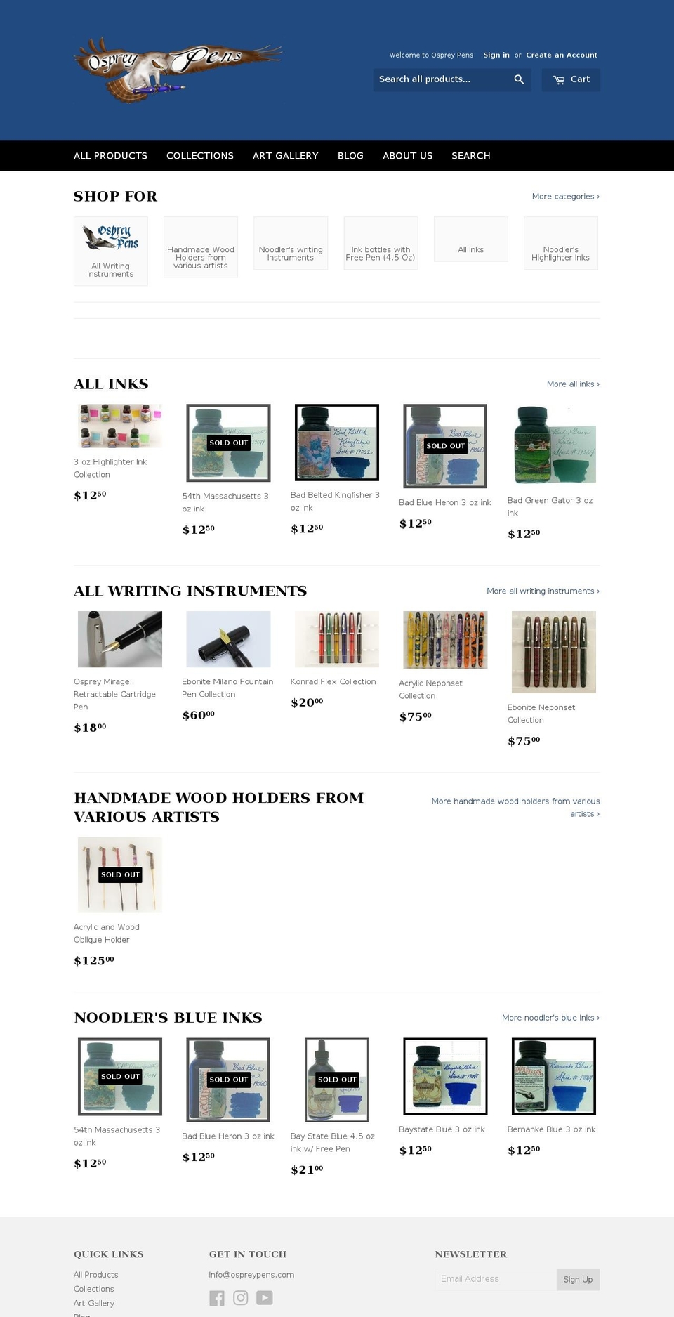 ospreypens.com shopify website screenshot