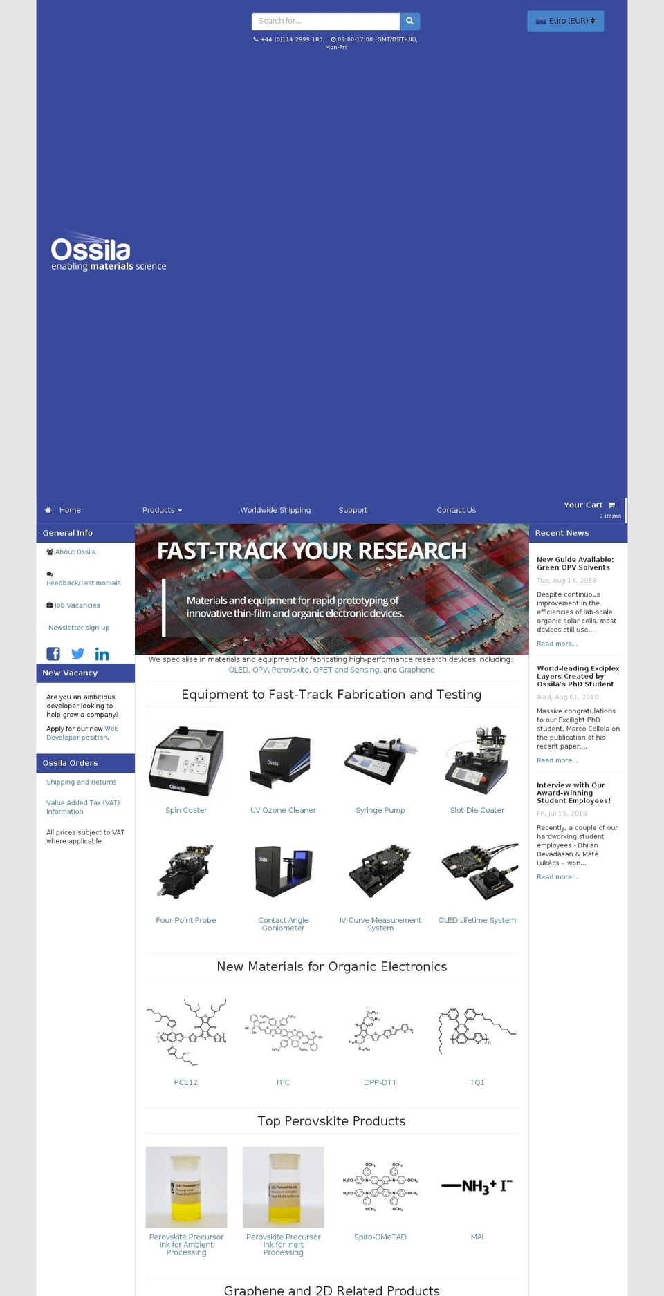 ossila-beta-test.com — Shopify storefront screenshot