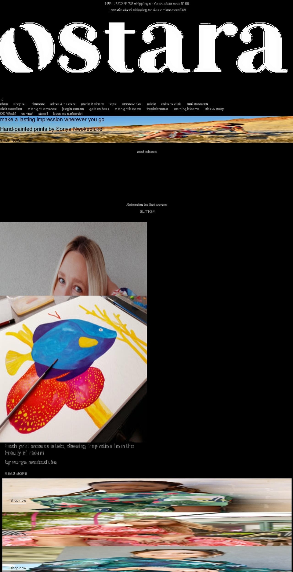 ostaracollection.com — Shopify storefront screenshot