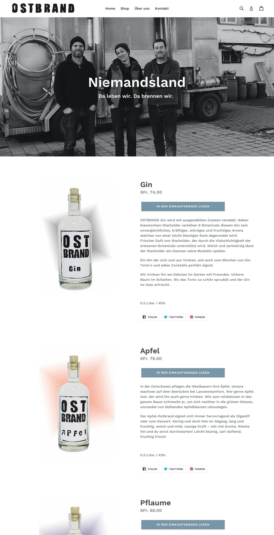 ostbrand.com — Shopify storefront screenshot