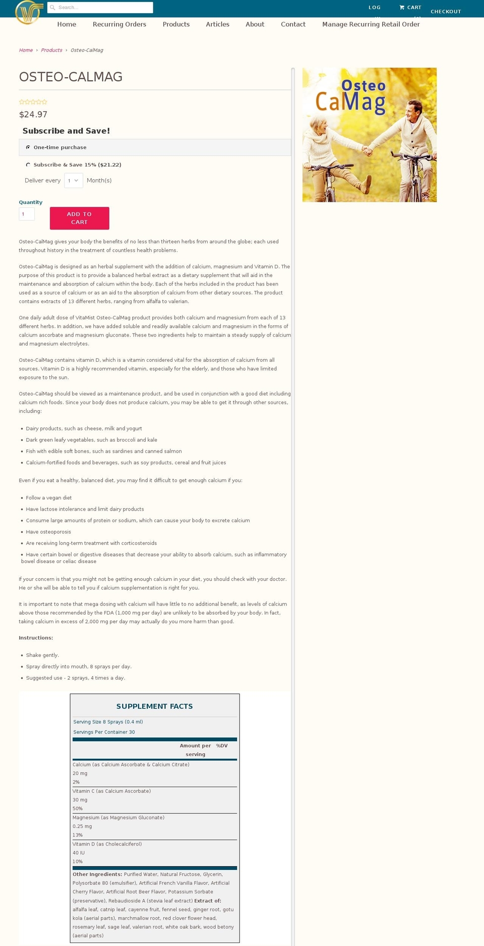 osteo-calmag.com shopify website screenshot