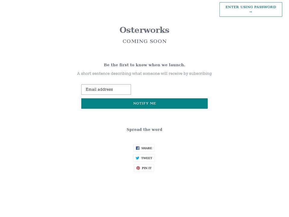 osterworksfiltration.com shopify website screenshot
