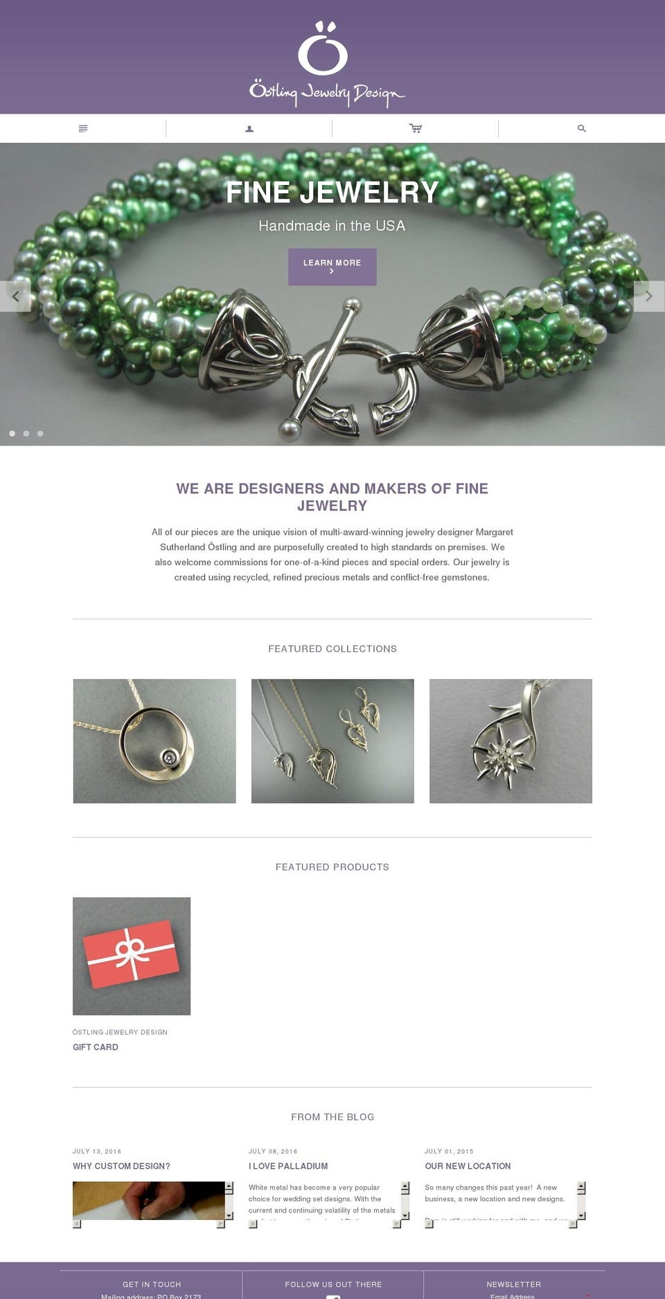 ostlingjewelrydesign.com shopify website screenshot