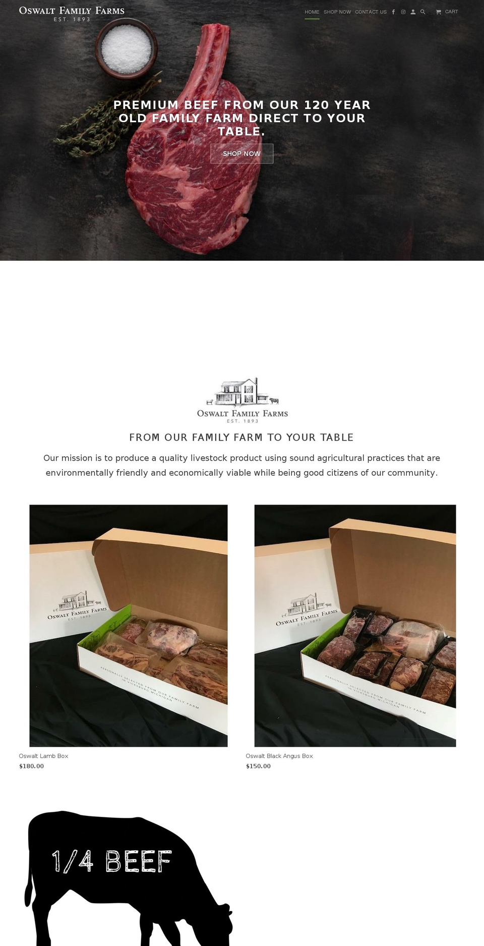 oswaltfamilyfarms.com — Shopify storefront screenshot