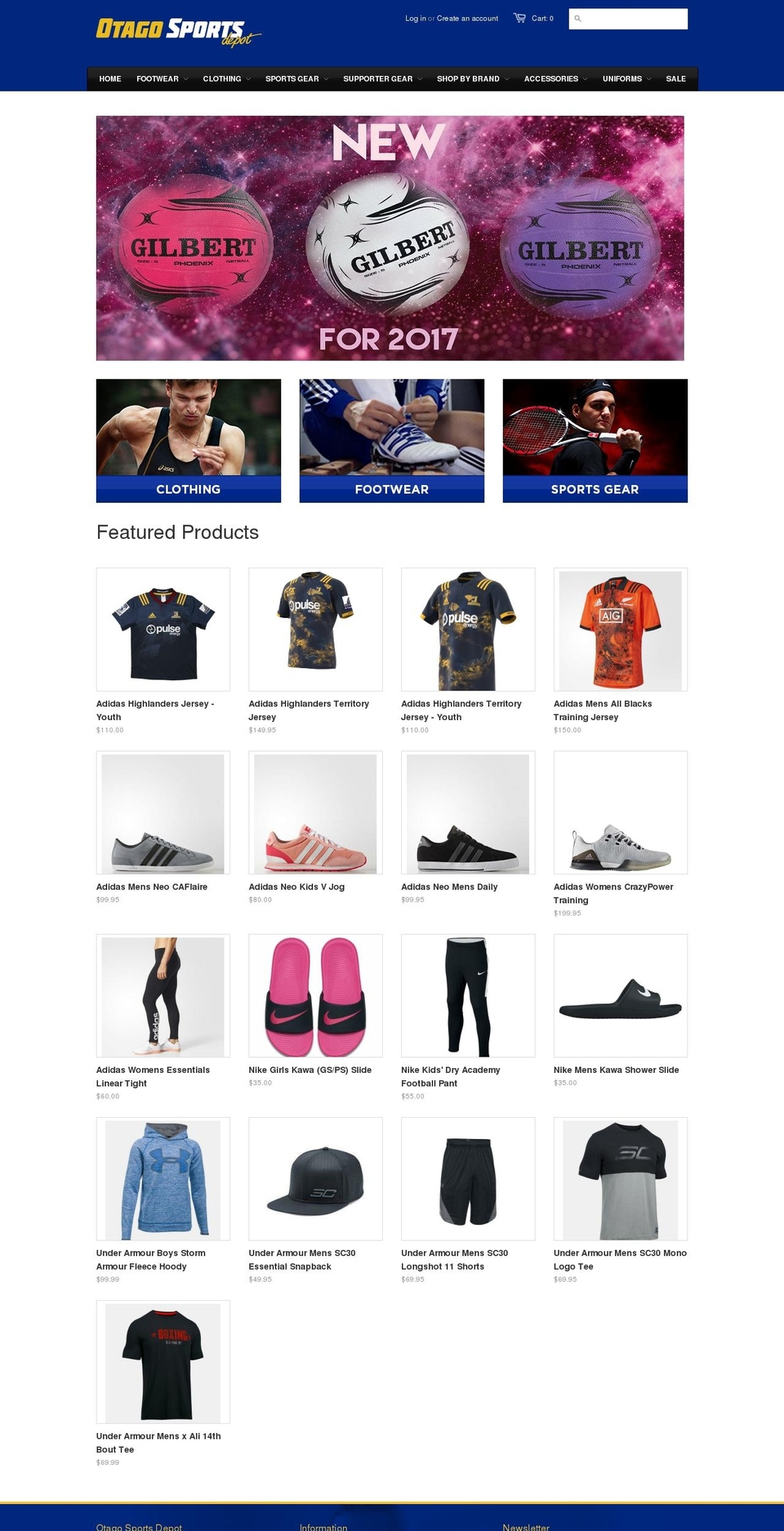 otagosportsdepot.co.nz shopify website screenshot