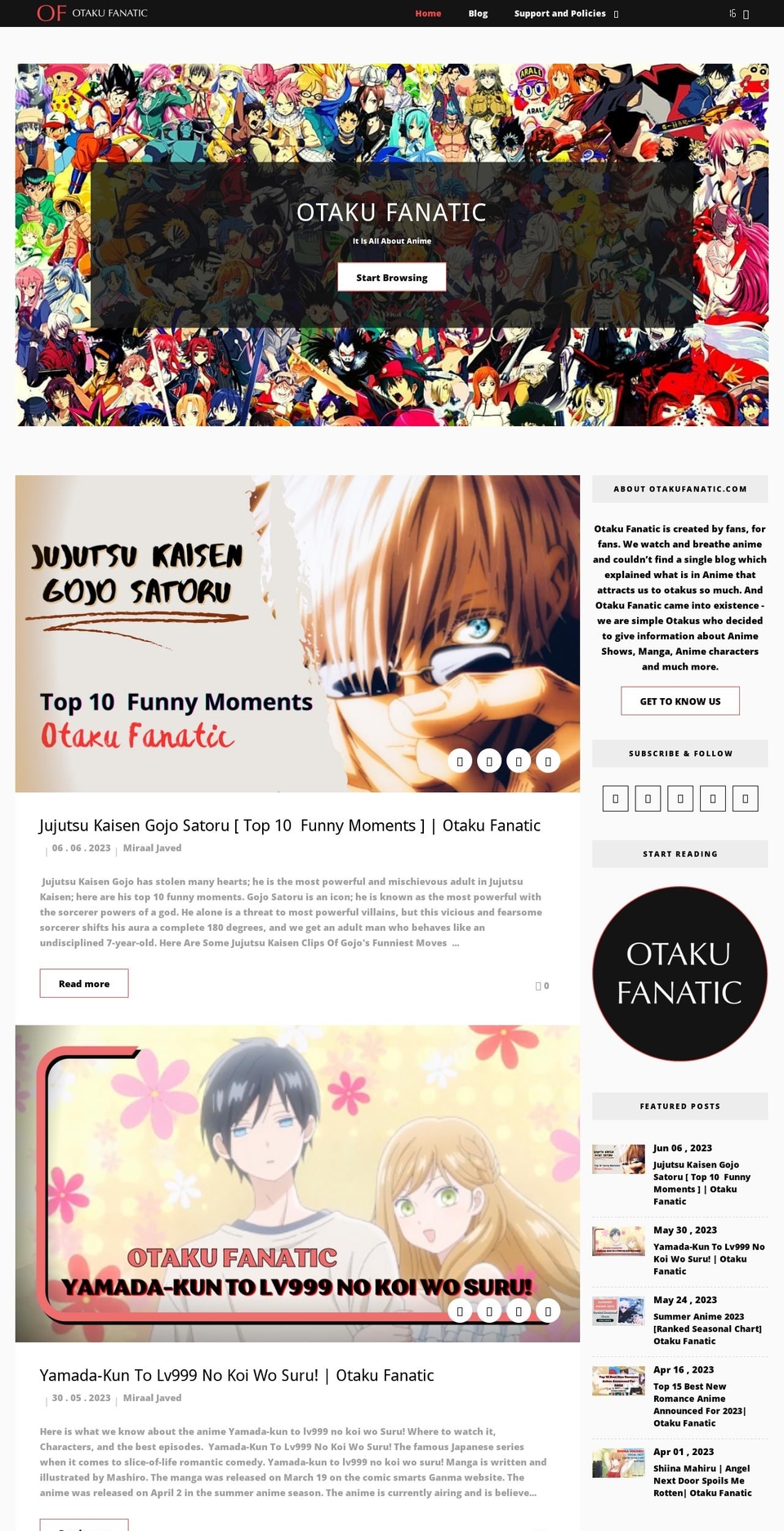 otakufanatic.com shopify website screenshot