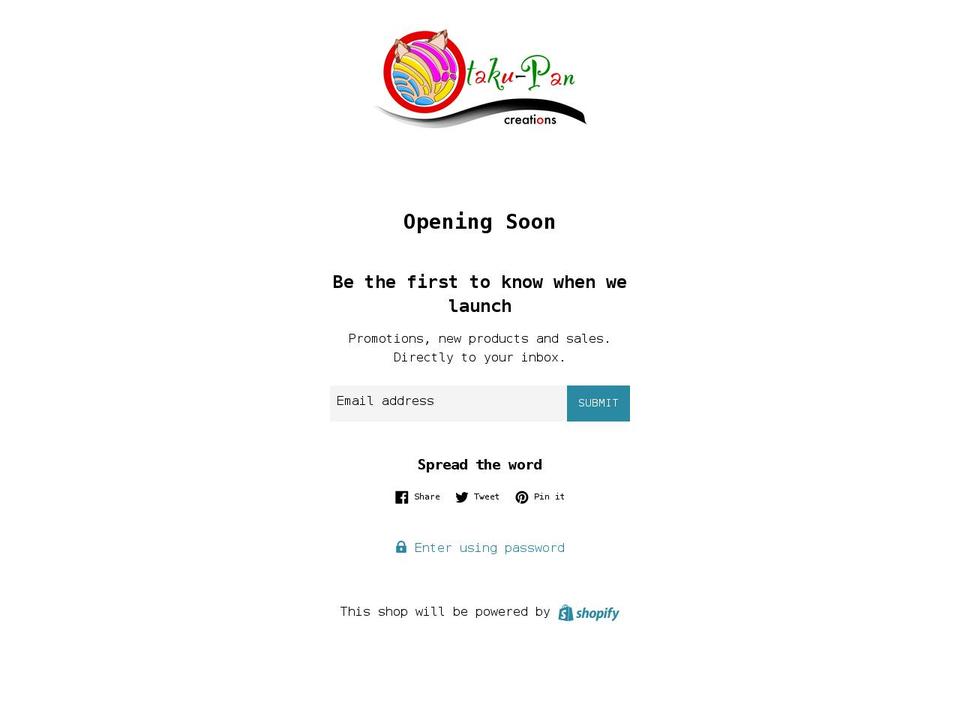 otakupancreations.com shopify website screenshot