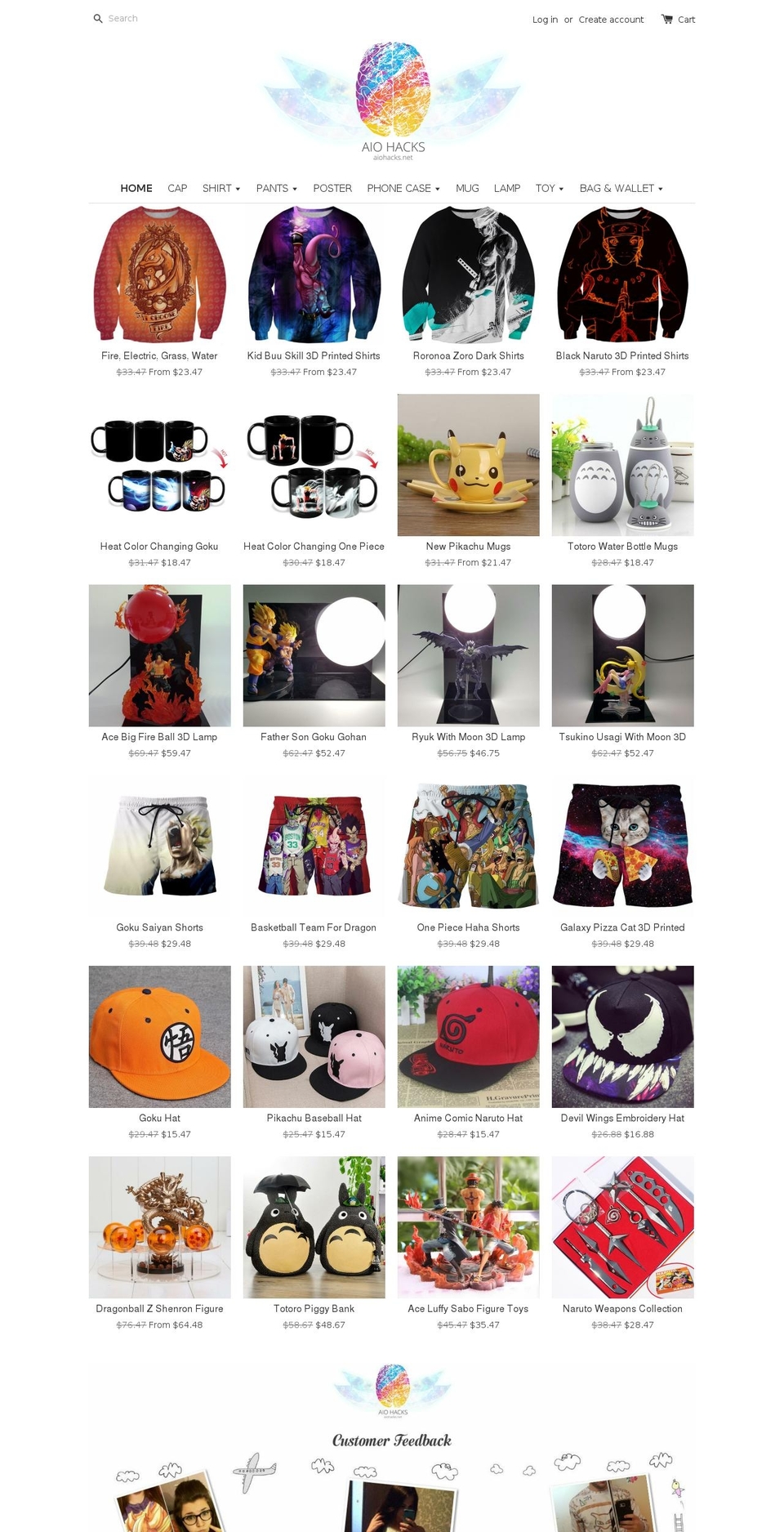 AIOHacks Shopify theme site example otakutee.com