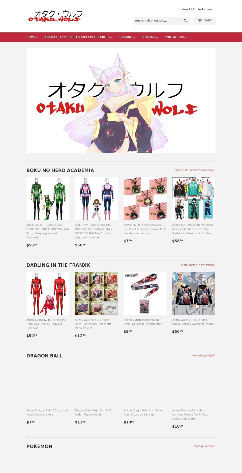 otakuwolf.com — Shopify storefront screenshot