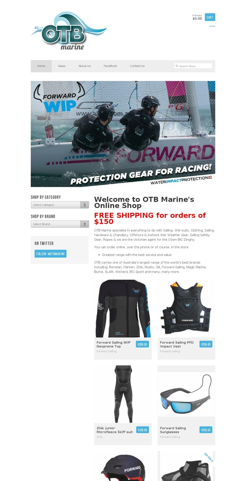 otbmarine.com shopify website screenshot