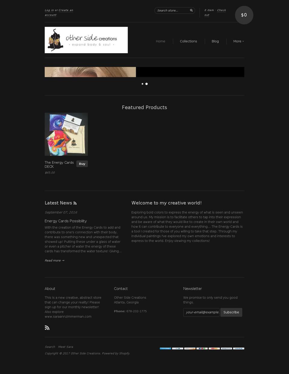 othersidecreations.com shopify website screenshot