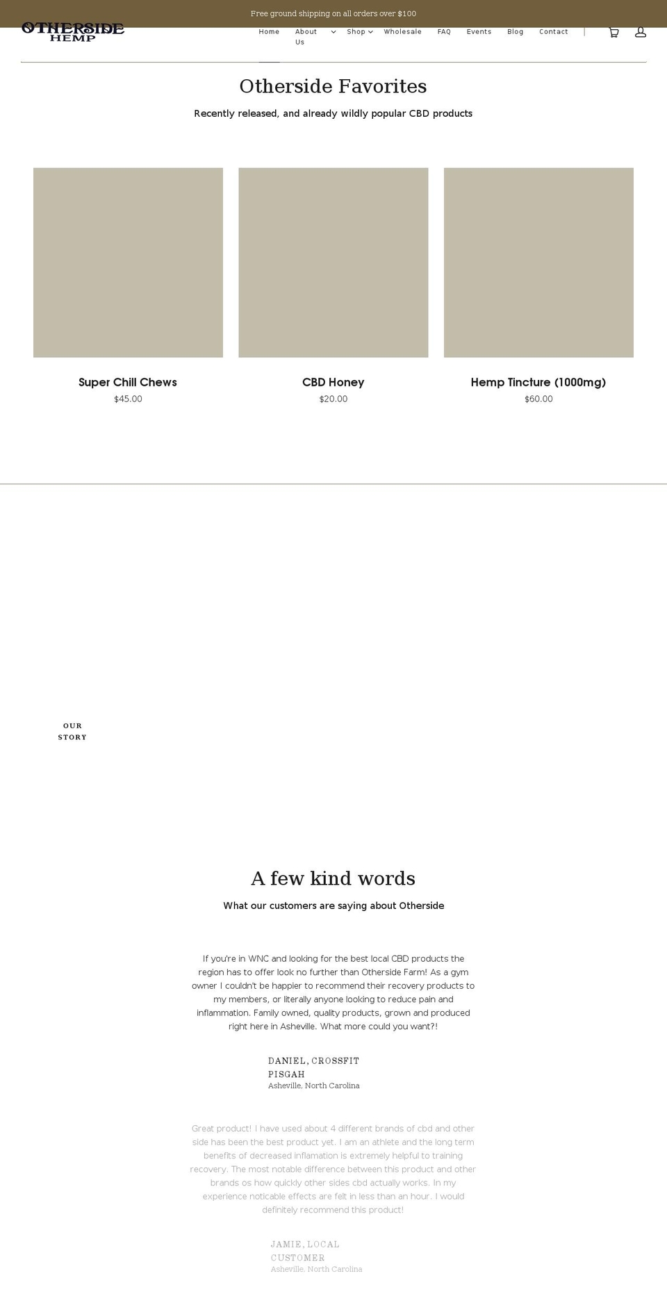 othersidehemp.com shopify website screenshot