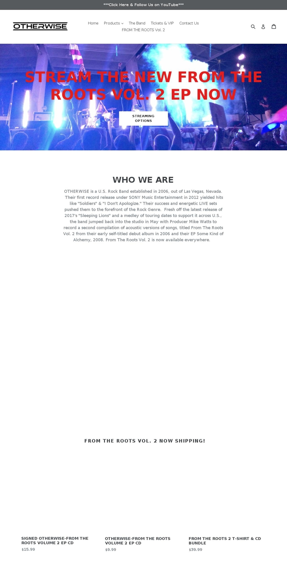 otherwisemusic.com shopify website screenshot