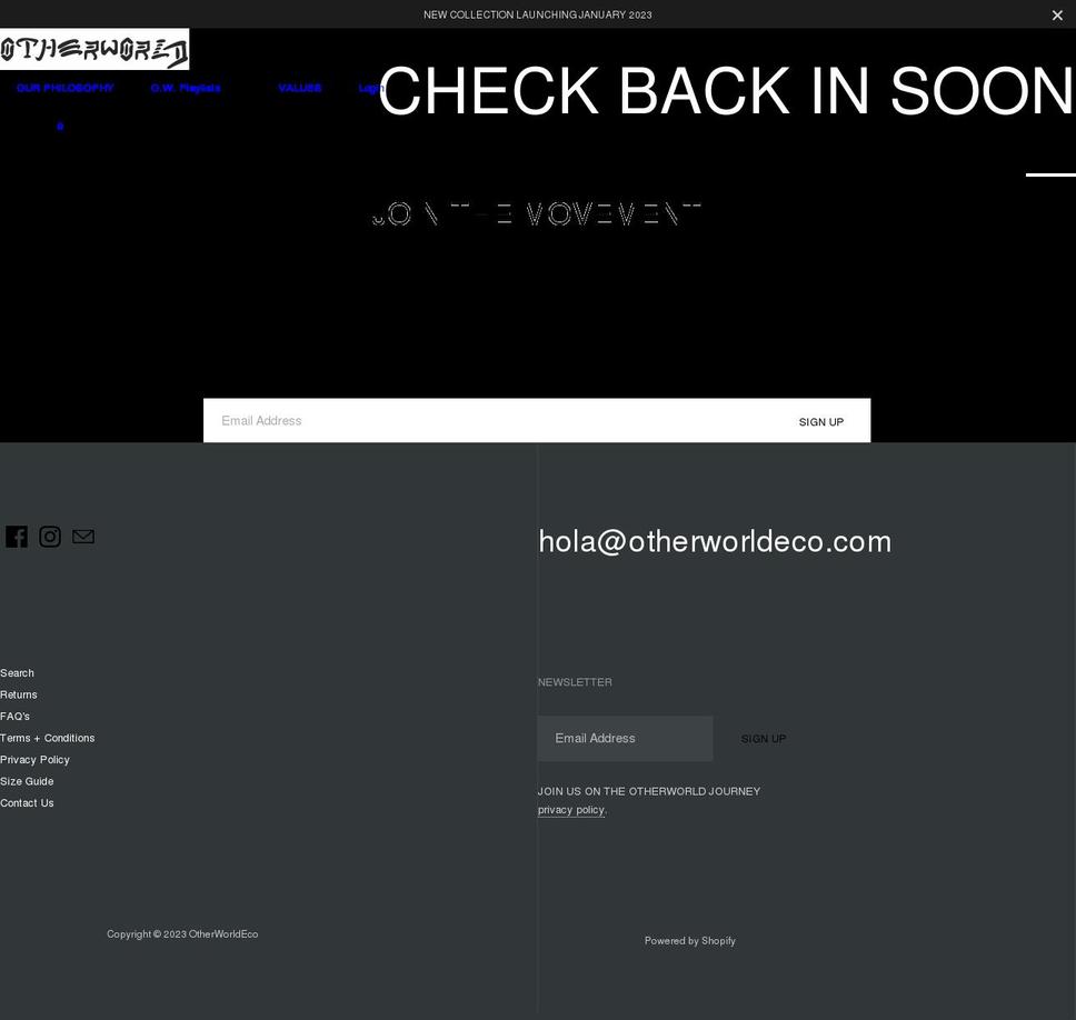 otherworldeco.com shopify website screenshot